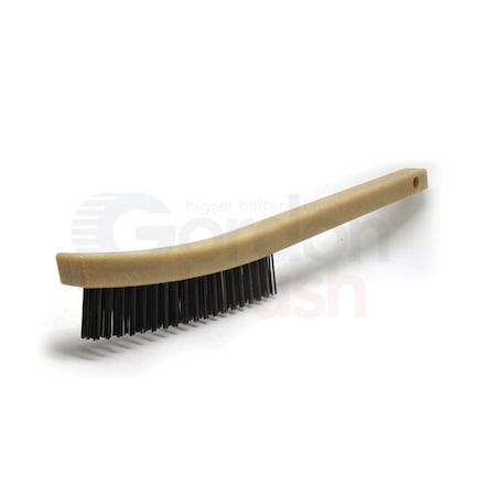 Gordon Brush 3x19 Row 0.013 CS Wire, 13-3/4 Curved Plastic Handle Scratch Brush, PK12 403CSP